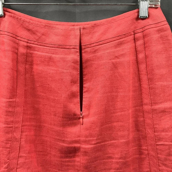 Ann Taylor Skirt Womens 4‎ P Orange Linen Zipper Closure Lined Business Career - Picture 4 of 5